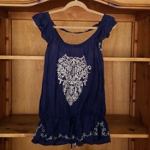 Blue embroidered top